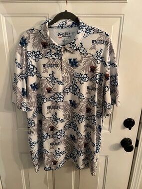 reyn spooner Wildcats Floral Polo - White/Blue/Tan